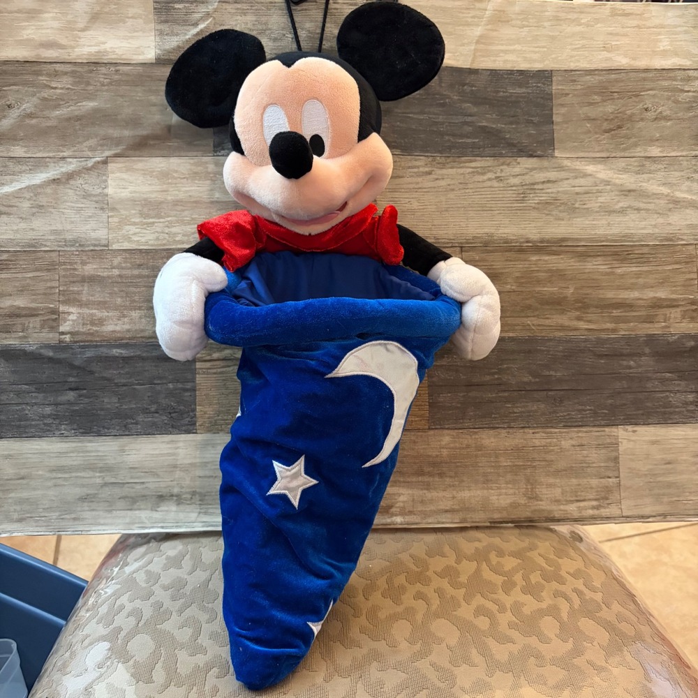 VTG Disney Parks Sorcerer Mickey Mouse Fantasia Plush Christmas Stocking Blue